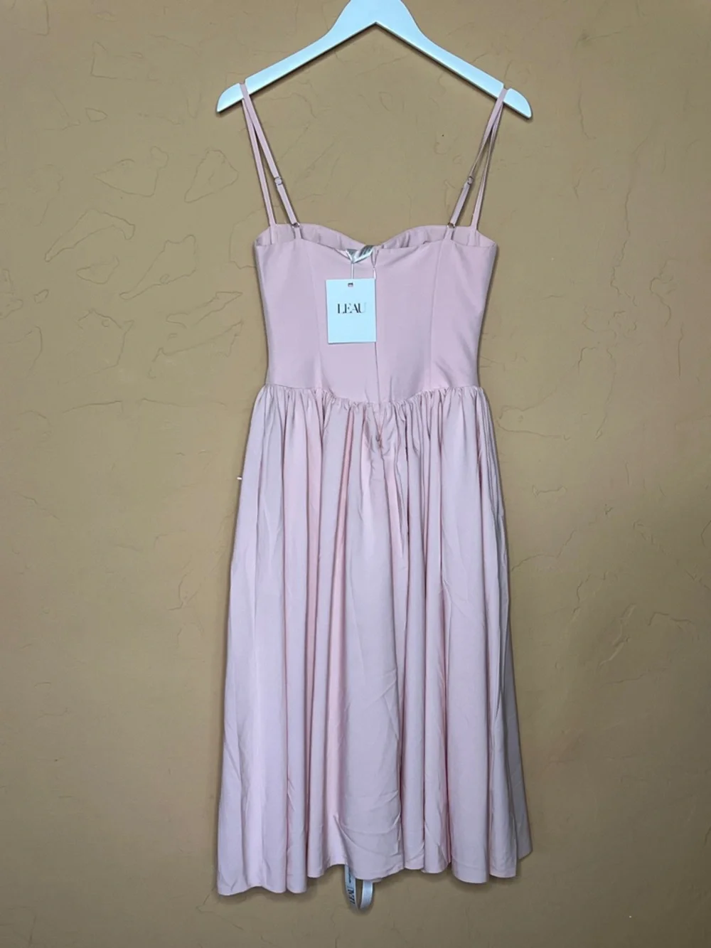 NWT LEAU Blush Pink Midi DRESS w/ Bustier Bodice - Picture 7 of 10